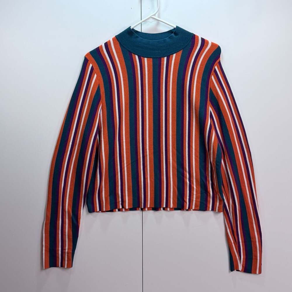 Victor Glemaud Striped Mock Neck Sweater Multicolor Large